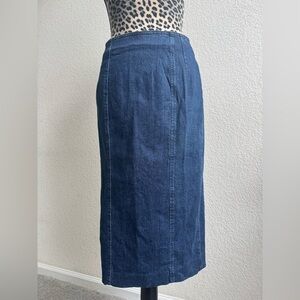 J. Crew Dark Wash Denim Midi Pencil Skirt